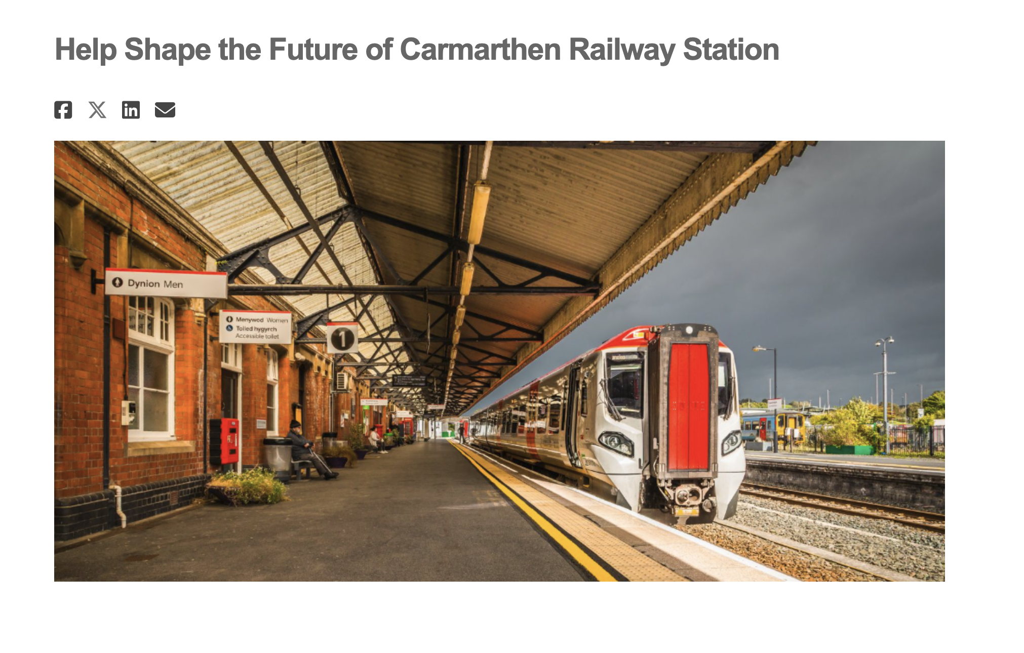 Transport for Wales (TfW) Public Consultation: Help Shape the Future of Carmarthen Railway Station